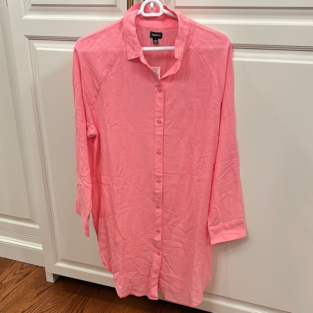 GAP Body Button-Down dress coverup or loungewear, or open as a duster XS/S NWT